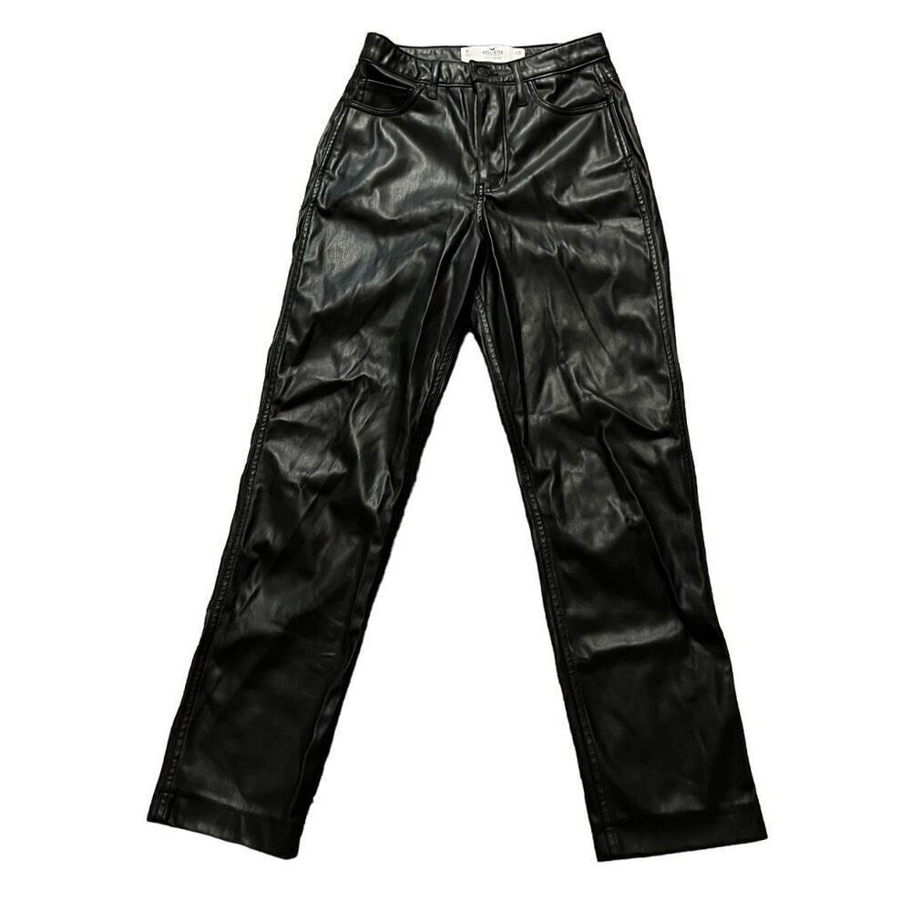 Hollister black faux leather pants size 1R